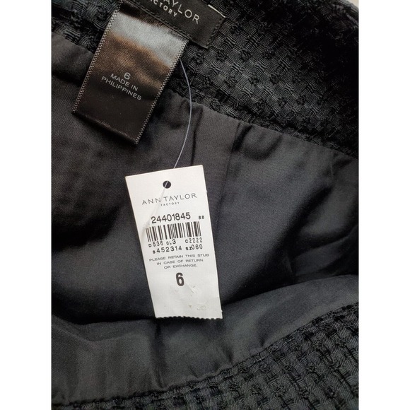 Ann Taylor A Line Skirt Women Size 6 Black Swiss Dot Polyester Lined Back Zipper - Picture 7 of 8